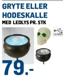 Price Lagerbutikk Gryte Eller Hodeskalle Med Ledlys tilbud