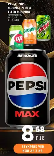Scandinavian Park PEPSI, 7UP, MOUNTAIN DEW ELLER MIRINDA, EUR 8.68 tilbud