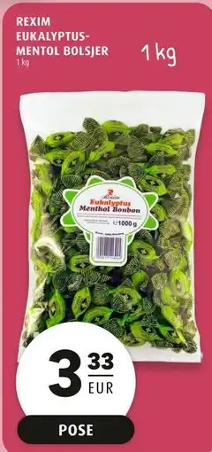 Scandinavian Park REXIM EUKALYPTUS-MENTOL BOLSJER, EUR 3.33 tilbud