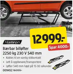 Jula Hamron bærbar billøfter tilbud