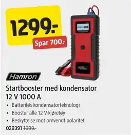 Jula Hamron Startbooster med kondensator 12 V 1000 A tilbud