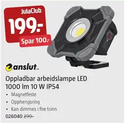 Jula anslut Oppladbar arbeidslampe LED tilbud