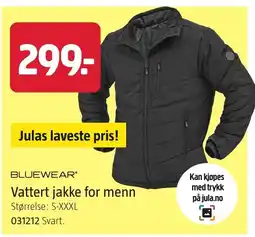 Jula Bluewear vattert jakke for menn tilbud
