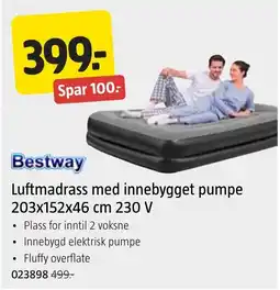 Jula Bestway Luftmadrass med innebygget pumpe tilbud