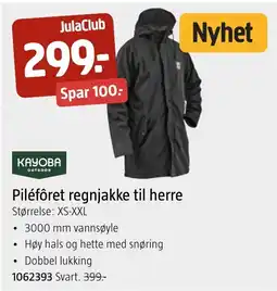 Jula Kayoba Outdoor Piléføret regnjakke til herre tilbud