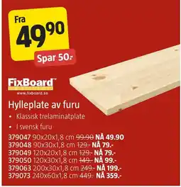 Jula FixBoard Hylleplate av furu tilbud
