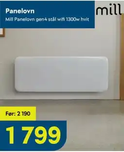 Maxbo Mill Panelovn gen4 stål wifi 1300w hvit tilbud