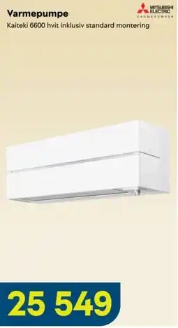 Maxbo Mitsubishi Electric Varmepumpe Kaiteki 6600 hvit tilbud