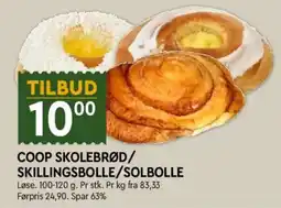 Coop Mega Coop skolebrød/skillingsbolle/solbolle tilbud