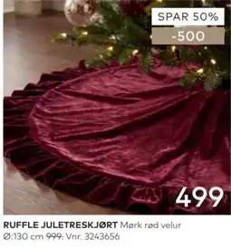 Skeidar Ruffle juletreskjørt Mørk rød velur tilbud