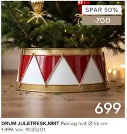 Skeidar Drum Juletreskjørt Rød og Hvit tilbud