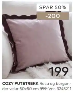 Skeidar Cozy putetrekk rosa og burgunder velur tilbud