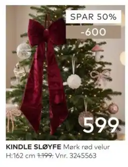 Skeidar Kindle sløyfe mørk rød velur tilbud
