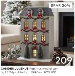 Skeidar Camden Julehus Papirhus med glitter og LED-lys tilbud