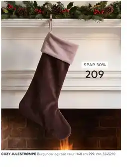 Skeidar Cozy julestrømpe burgunder og rosa velur tilbud