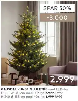 Skeidar Gausdal kunstig juletre med led-lys tilbud