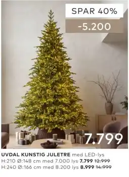 Skeidar Uvdal kunstig juletre med led-lys tilbud