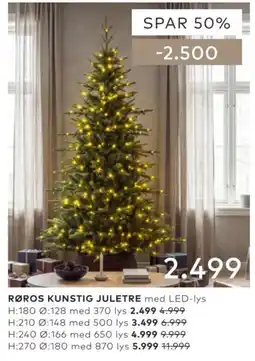 Skeidar Røros kunstig juletre med led-lys tilbud