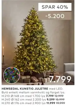Skeidar Hemsedal kunstig juletre med led tilbud