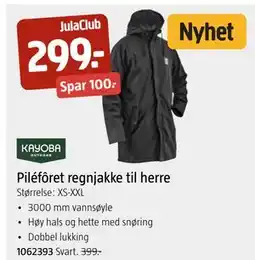 Jula Piléfôret regnjakke til herre tilbud