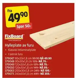 Jula Hylleplate av furu tilbud