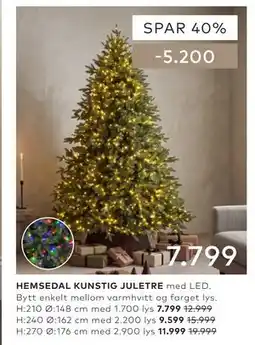 Skeidar HEMSEDAL KUNSTIG JULETRE tilbud