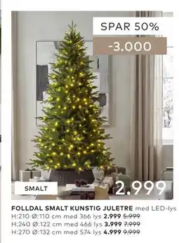 Skeidar FOLLDAL SMALT KUNSTIG JULETRE tilbud