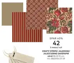 Skeidar CRAFT/ STRIPE/ JULEROSE/ JULESTJERNE GAVEPAPIR tilbud