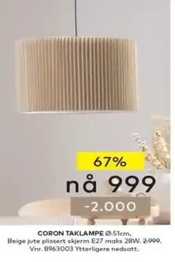 Skeidar Coron taklampe tilbud