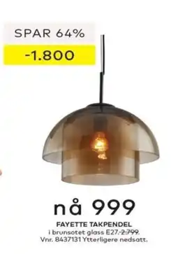 Skeidar Fayette takpendel tilbud