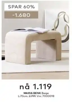 Skeidar Maria Benk Beige tilbud