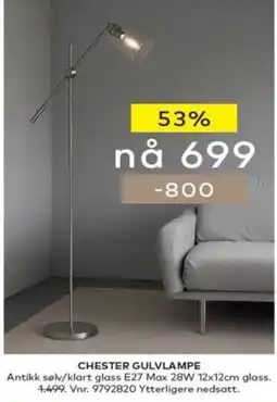 Skeidar Chester gulvlampe tilbud