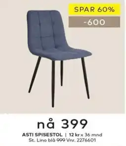 Skeidar Asti spisestol tilbud