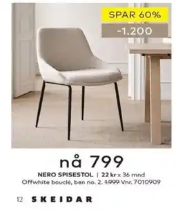 Skeidar Skeidar Nero spisestol tilbud