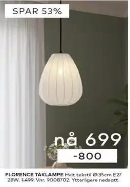 Skeidar Florence taklampe tilbud