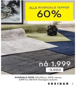 Skeidar Riverdale teppe tilbud