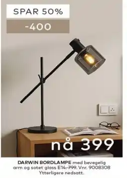 Skeidar Darwin bordlampe tilbud
