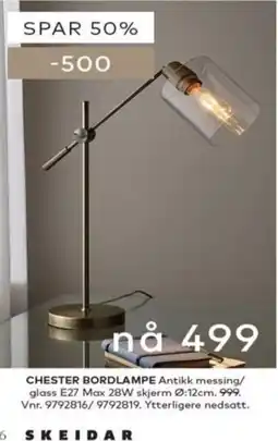 Skeidar Skeidar Chester Bordlampe tilbud