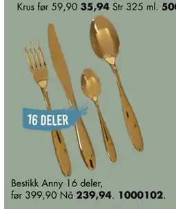 Sparkjøp Bestikk Anny 16 deler tilbud
