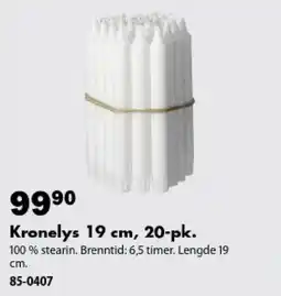 Biltema Kronelys 19 cm tilbud