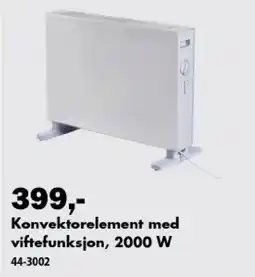 Biltema Konvektorelement med viftefunksjon, 2000 W tilbud
