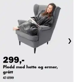 Biltema Pledd med hette og ermer, grått tilbud