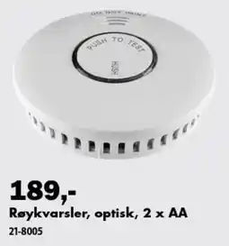 Biltema Røykvarsler, optisk, 2 x AA tilbud