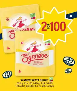 Coop Prix Synnøve skivet gulost tilbud