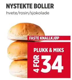 Meny Nystekte boller hvete/rosin/sjokolade tilbud