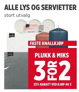 Meny Unik alle lys og servietter tilbud