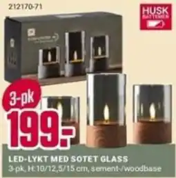 Europris Husk led-lykt med sotet glass tilbud