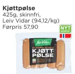 Meny Leiv Vidar kjøtt-pølse tilbud