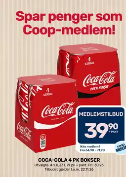 Matkroken Coca-Cola 4 pk bokser tilbud