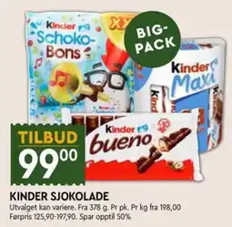 Coop Mega Kinder sjokolade tilbud